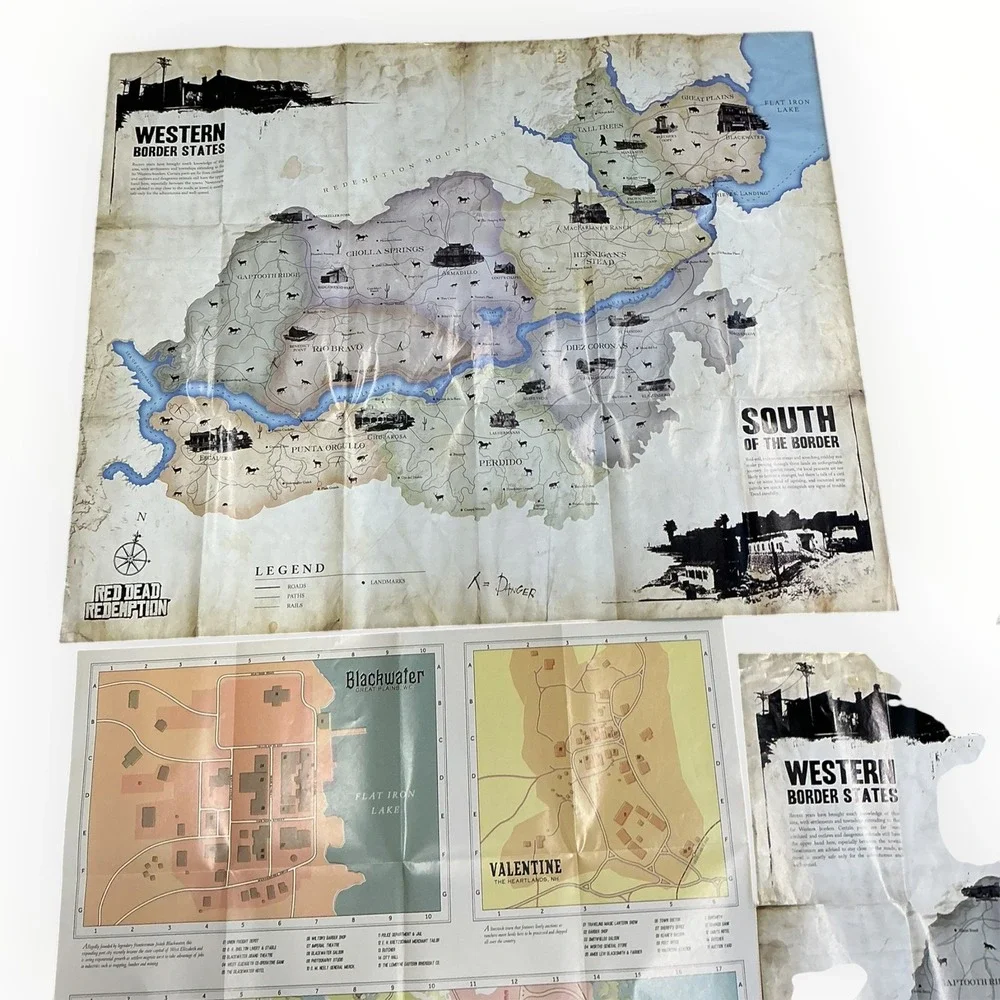 Red Dead Redemption RDR RDR2 Undead Nightmare Maps Posters Lot of 4 Rockstar